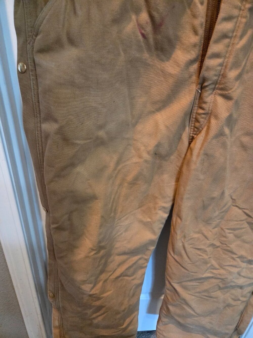 Vintage Carhartt Duck Canvas Quilt-Lined Insulated Coveralls Jumpsuit Brown XL - Picture 4 of 14
